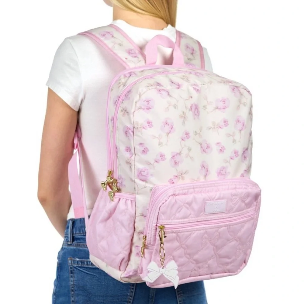 LoveShackFancy Kids girls Floral Pink Quilted Backpack NWT